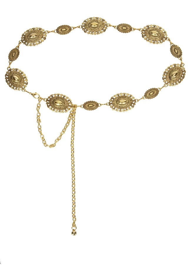 CaySep Women Western Metal Chain Belt-Adjustable Fashion Gold Boho Chain Belt for Dress Jeans - Image 1